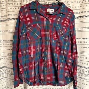 Old Navy Red and Blue Plaid Shirt